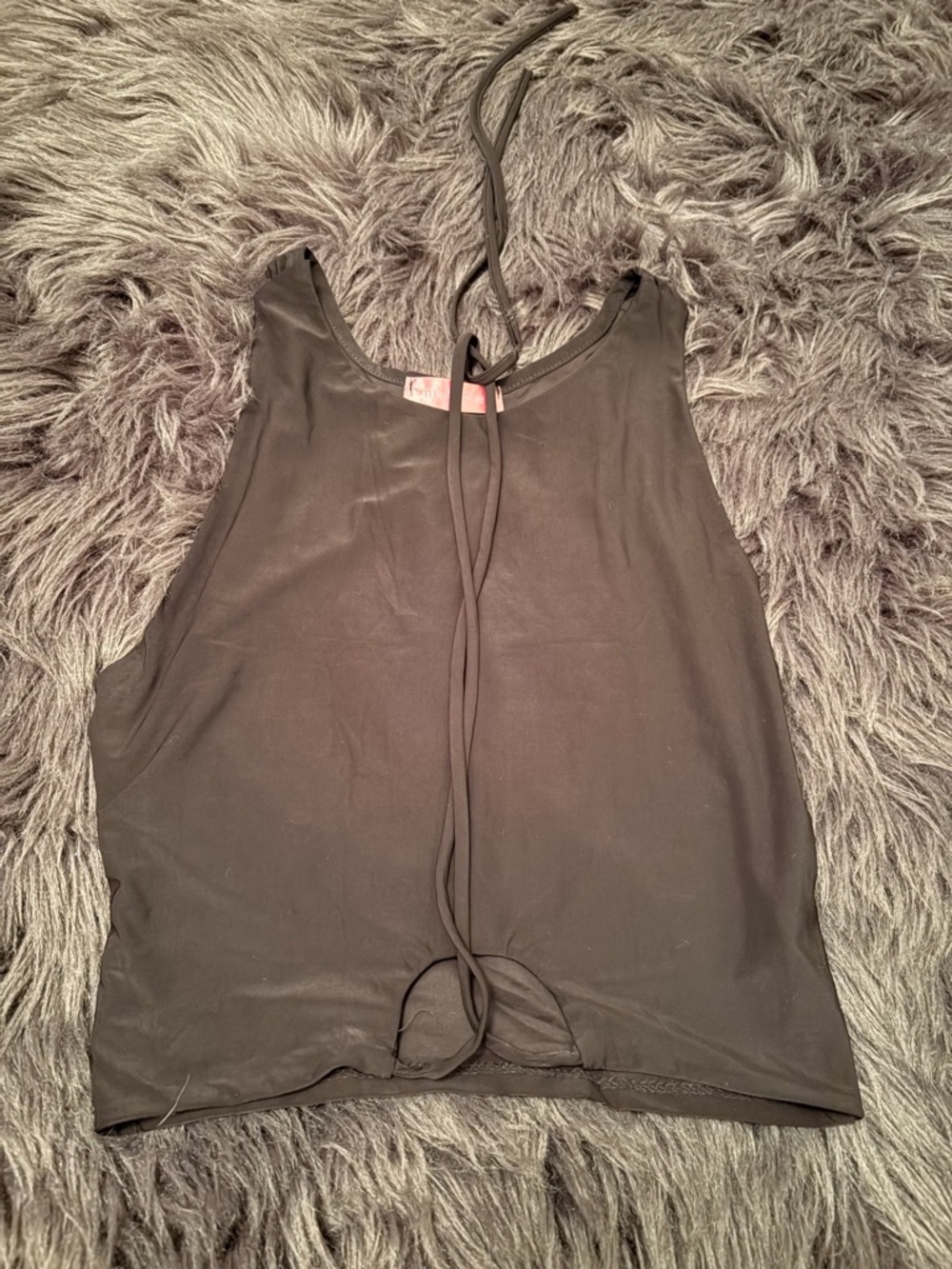 Black Halter Tie-Back Tank Top